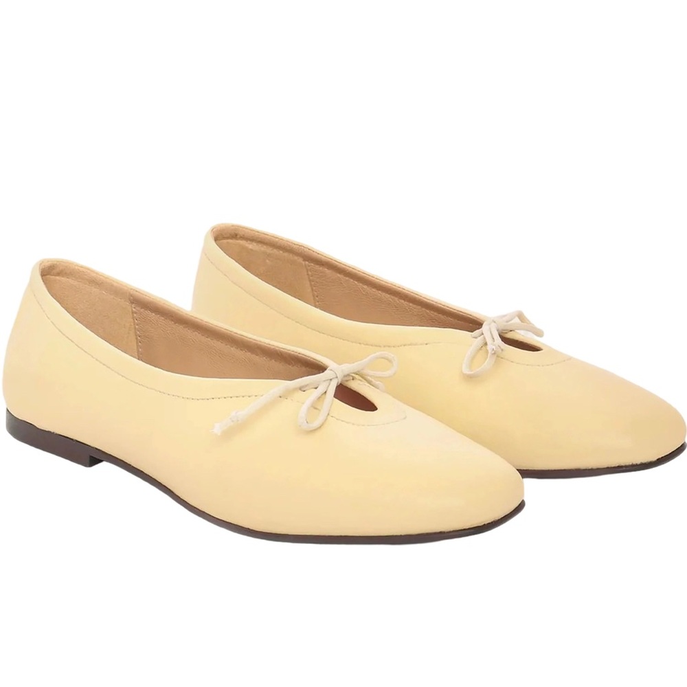 Maguire Prato Ballet Flats with Bow in Butter Yellow